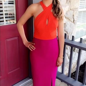 Pink and orange prom dress